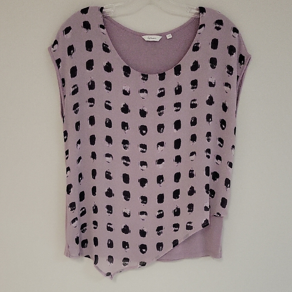 Reitmans Purple Asymmetrical Cap Sleeve Blouse